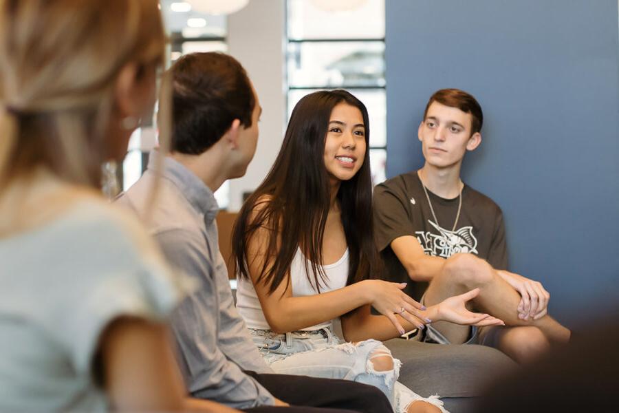 Psychology students participate in a study group.